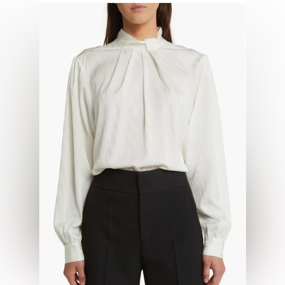 NWT FRAME Knotted Mock Neck Blouse size M